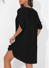 Black swimwear,Plain Color swimwear,Button Black Cover Up