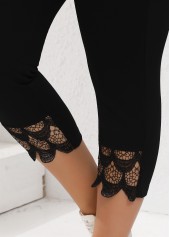 Black plus size,Plain Color plus size,Plus Size Patchwork Black Skinny Elastic Waist Pants