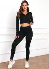 Black bottoms,Plain Color bottoms,Black High Waisted Elastic Waist Ankle Length Leggings