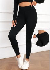 legging noir taille haute taille élastique longueur cheville