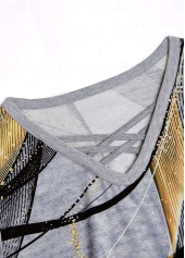 Light Grey Marl plus size,Geometric plus size,ROTITA Plus Size Criss Cross Light Grey Marl T Shirt