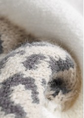 Light Camel tops,Leopard tops,Animal Print tops,Patchwork Leopard Light Camel V Neck Long Sleeve Sweater