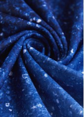 Blue tops,Ombre tops,ROTITA Patchwork Ombre Blue Round Neck Long Sleeve T Shirt