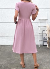 Dusty Purple dresses,Plain Color dresses,Everyday dresses,Casual dresses,ROTITA Zipper Dusty Purple Round Neck Short Sleeve Dress