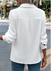 White tops,Plain Color tops,ROTITA Embroidery White Long Sleeve Tunic Shirt