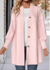 ROTITA Lace Light Pink Long Sleeve Button Coat