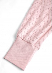 Light Pink tops,Plain Color tops,ROTITA Lace Light Pink Long Sleeve Button Coat