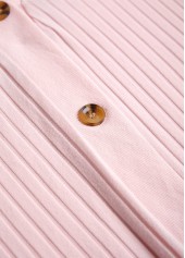 Light Pink tops,Plain Color tops,ROTITA Lace Light Pink Long Sleeve Button Coat