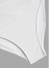 White swimwear,Plain Color swimwear,ROTITA Ruched Bandeau White One Piece Swimwear