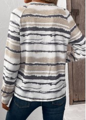 Light Camel tops,Tie Dye tops,ROTITA Tie Dye Print Light Camel V Neck T Shirt