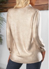 Champagne tops,Plain Color tops,ROTITA Button Champagne Tunic Long Sleeve Shirt
