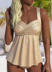 Rotita – Tankini-Set mit Heißprägung und breiten Trägern in Champagner