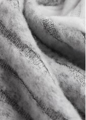 Light Grey plus size,Contrast Color plus size,ROTITA Plus Size Patchwork Light Grey Round Neck Sweatshirt