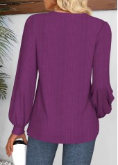 Purple tops,Plain Color tops,ROTITA Split Purple Long Sleeve Tunic T Shirt