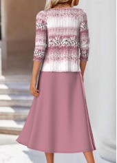 Pink dresses,Ombre dresses,Everyday dresses,Casual dresses,ROTITA Two Piece Ombre Pink Round Neck Dress and Cardigan