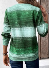 Green tops,Tribal tops,ROTITA Patchwork Tribal Print Green Round Neck Sweatshirt