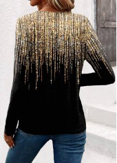 Gold tops,Ombre tops,ROTITA Ombre Gold V Neck Long Sleeve T Shirt