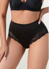 schwarzer hoch taillierter Spitzen-Patchwork-Höschen