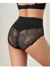 Black intimates,Plain Color intimates,Black High Waisted Lace Patchwork Panty