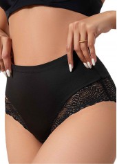 Black intimates,Plain Color intimates,Black High Waisted Lace Patchwork Panty