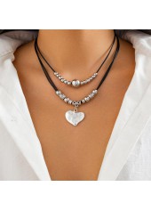 Heart Alloy Detail Silver Color Necklace