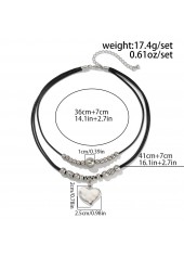 Silver jewelry,Heart Alloy Detail Silver Color Necklace