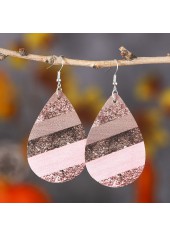 boucles d'oreilles goutte en similicuir rose clair
