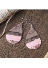 Light Pink jewelry,Striped jewelry,Geometric jewelry,Droplet Light Pink Faux Leather Earrings