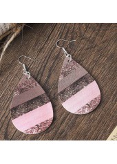 Light Pink jewelry,Striped jewelry,Geometric jewelry,Droplet Light Pink Faux Leather Earrings