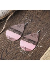 Light Pink jewelry,Striped jewelry,Geometric jewelry,Droplet Light Pink Faux Leather Earrings