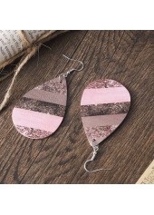 Light Pink jewelry,Striped jewelry,Geometric jewelry,Droplet Light Pink Faux Leather Earrings
