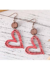 Coral jewelry,Heart jewelry,Heart Design Hollow Coral Wood Earrings