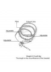 Silver jewelry,Heart jewelry,Heart Silver Beaded Alloy Bracelet Set