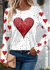White plus size,Valentine's Day plus size,ROTITA Plus Size White Valentine's Day Print T Shirt