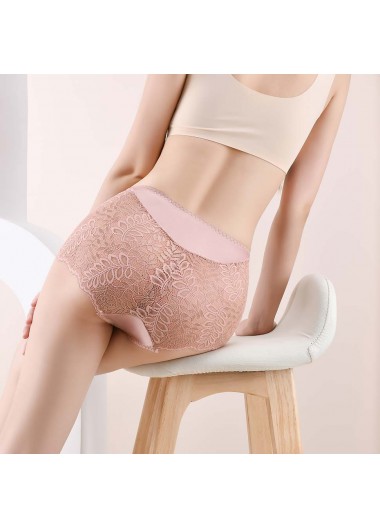 Light Pink intimates,Plain Color intimates,Light Pink Mid Waisted Lace Panty