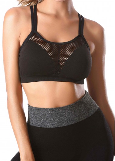 Rotita Black Scoop Neck Criss Cross Bra - 4XL