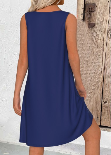 Navy dresses,Tribal dresses,Everyday dresses,Casual dresses,ROTITA Circular Ring Tribal Print Navy Short A Line Dress