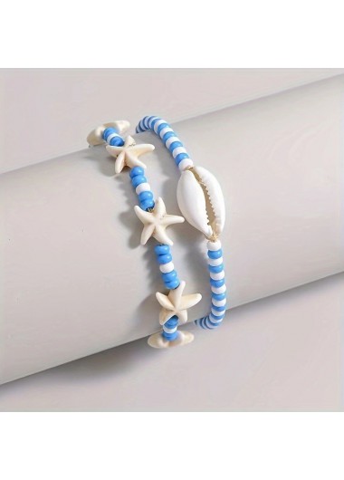 Sky Blue jewelry,Animal Print jewelry,Shell Sky Blue Glass Anklet Set