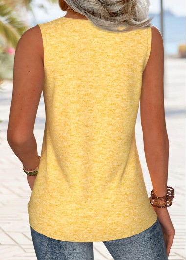 Yellow tops,Animal Print tops,ROTITA Circular Ring Butterfly Print Yellow Round Neck Tank Top