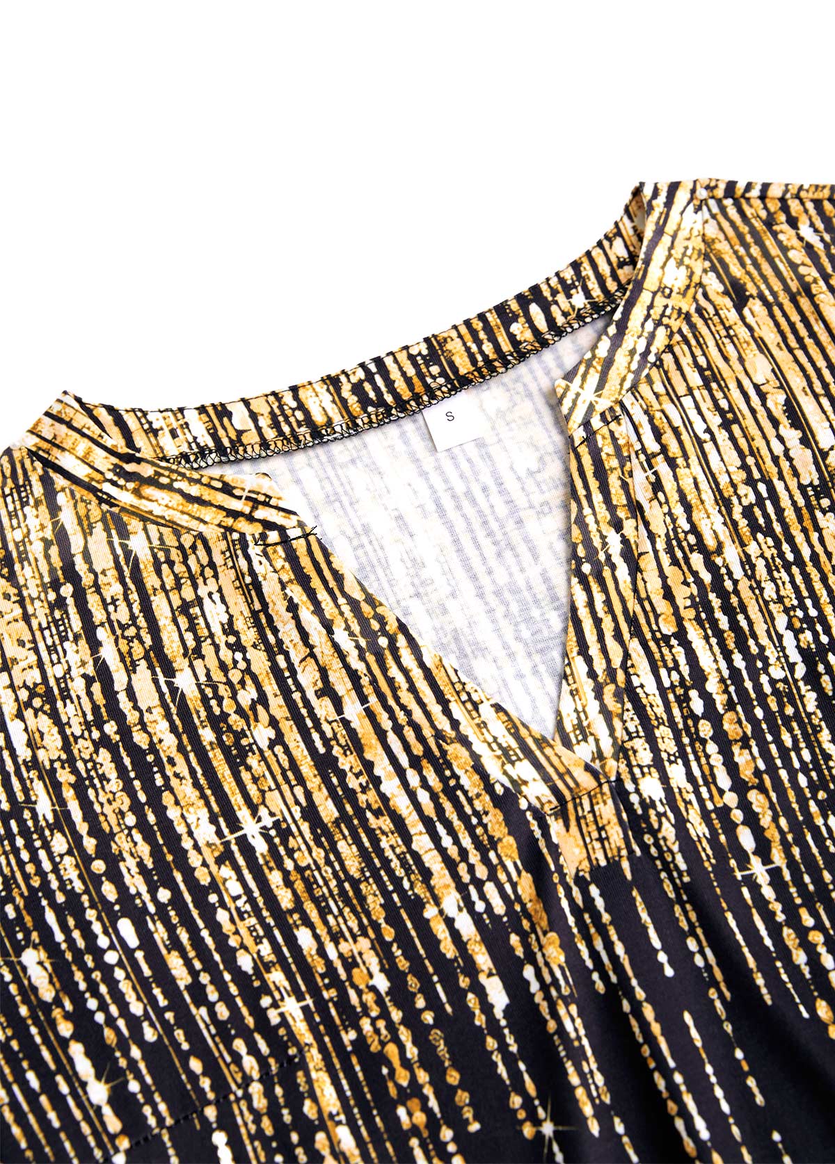 Gold tops,Ombre tops,ROTITA Ombre Gold V Neck Long Sleeve T Shirt