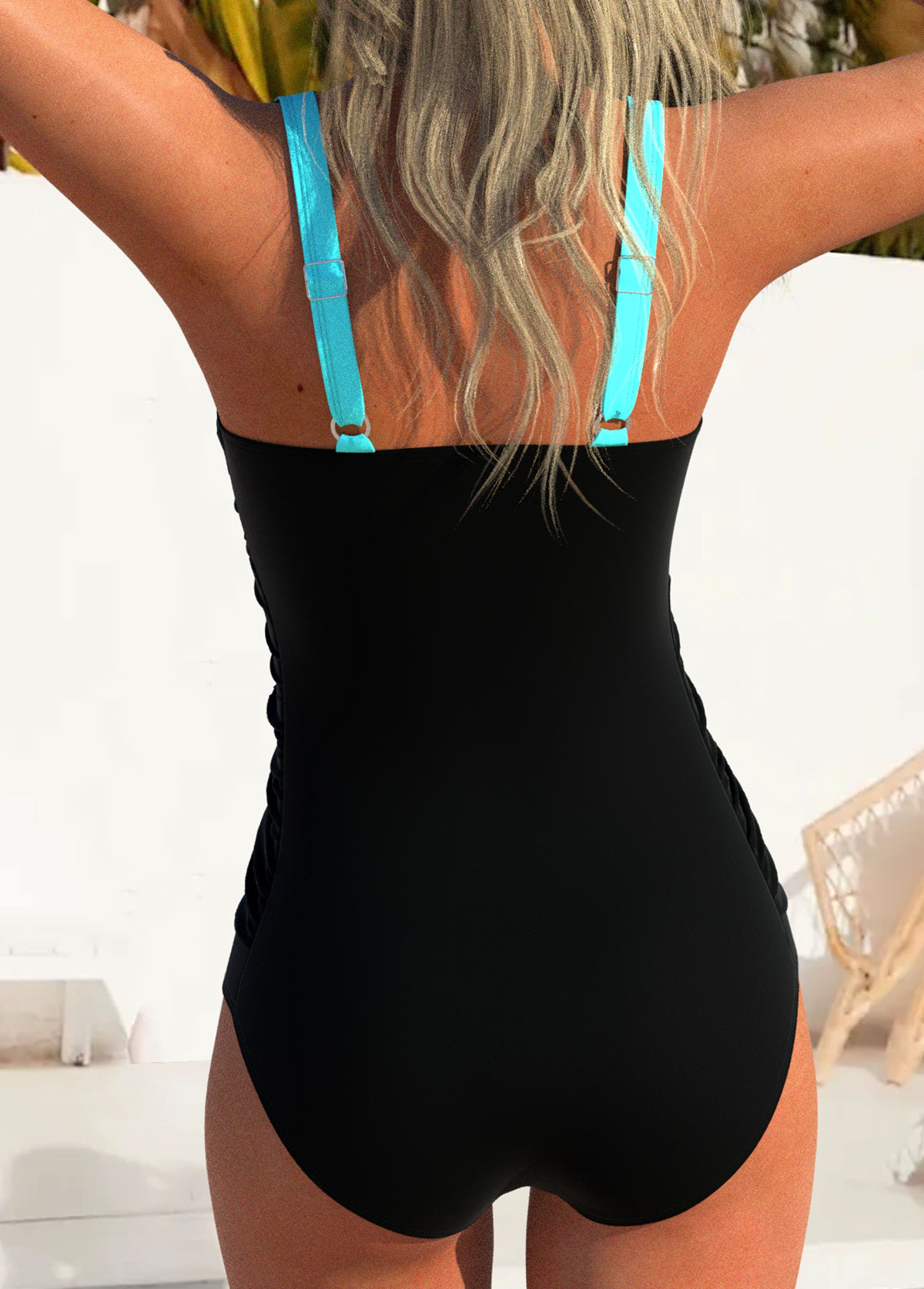 Cyan swimwear,Ombre swimwear,ROTITA Criss Cross Cyan Ombre One Piece Swimwear