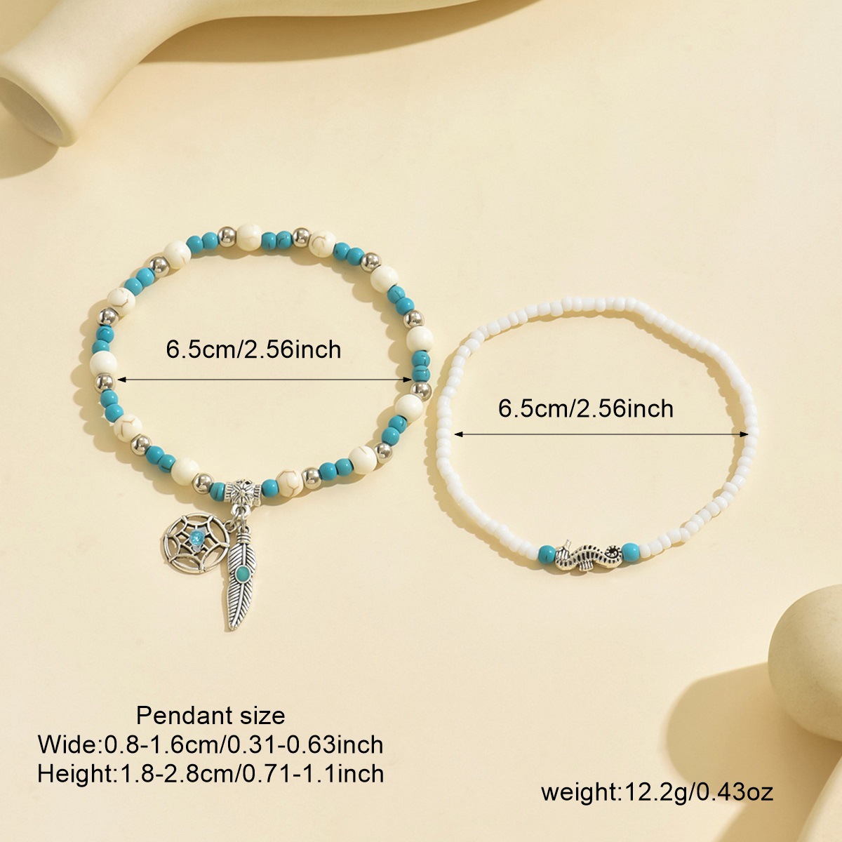 White jewelry,White Color Round Polyresin Material Anklet