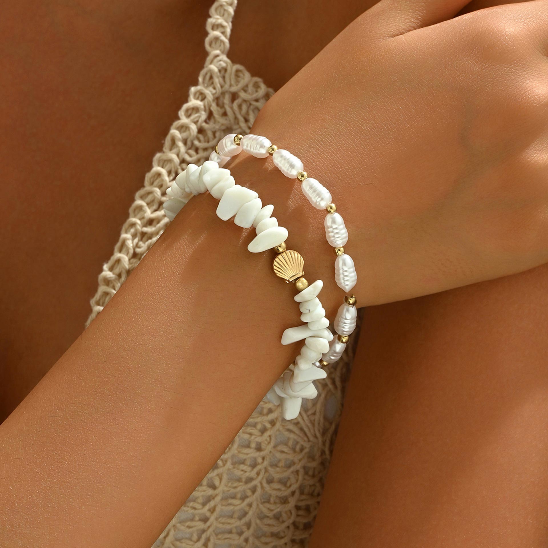 White jewelry,Imitation Pearl Design White Color Bracelet