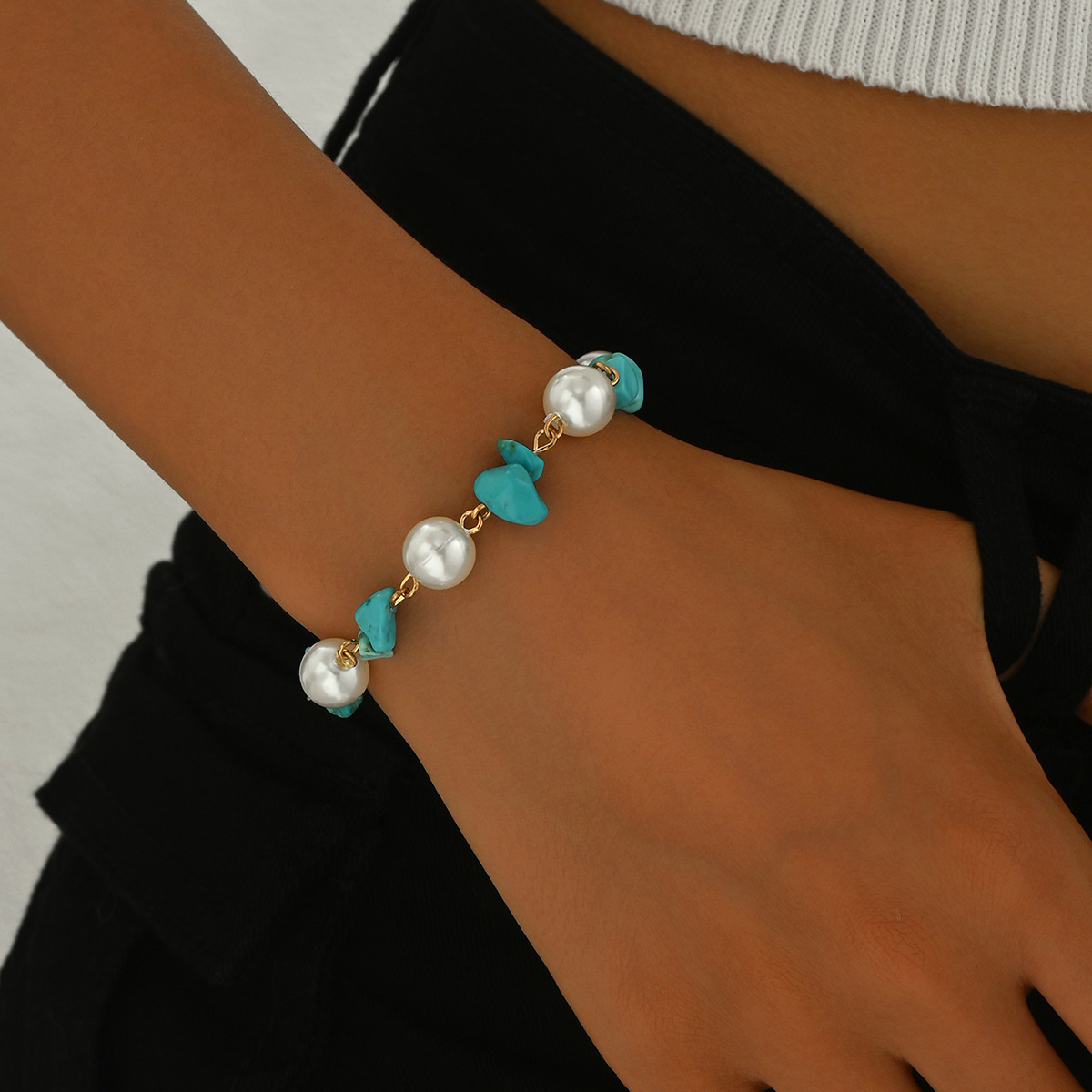 Mint Green jewelry,Pearl Design Mint Green Color Bracelet