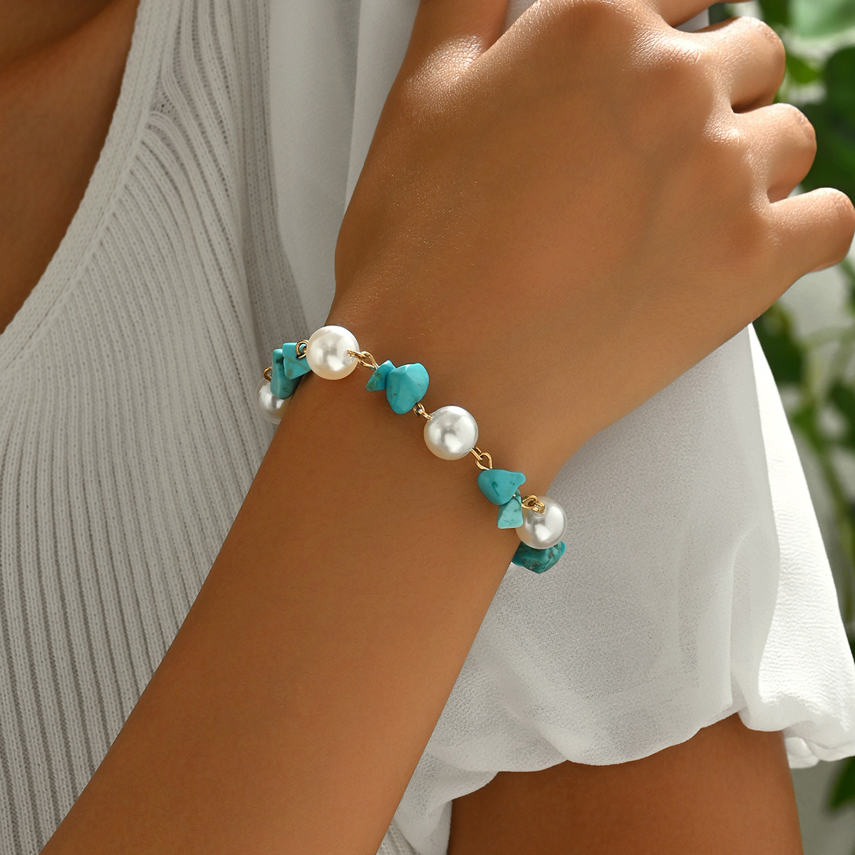 Mint Green jewelry,Pearl Design Mint Green Color Bracelet