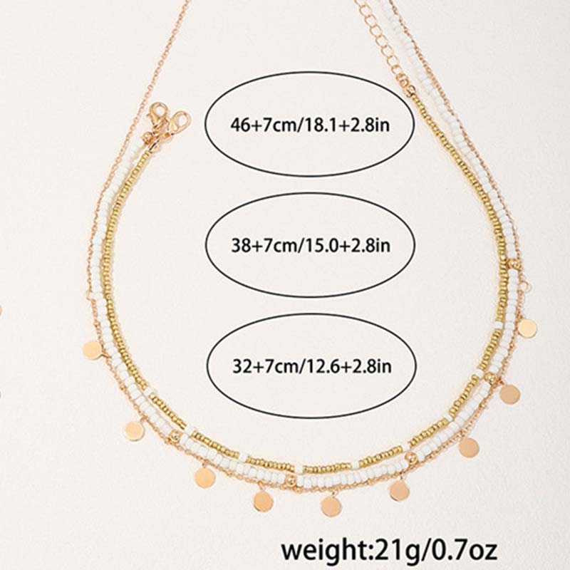 Golden jewelry,Geometric jewelry,Golden Alloy Geometric Beaded Necklace Set