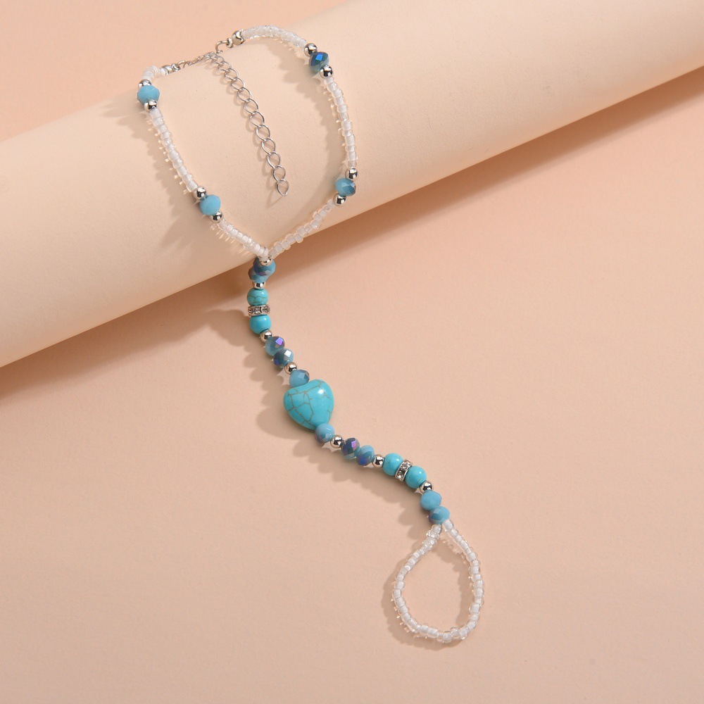 Mint Green jewelry,Heart Mint Color Green Turquoise Anklet