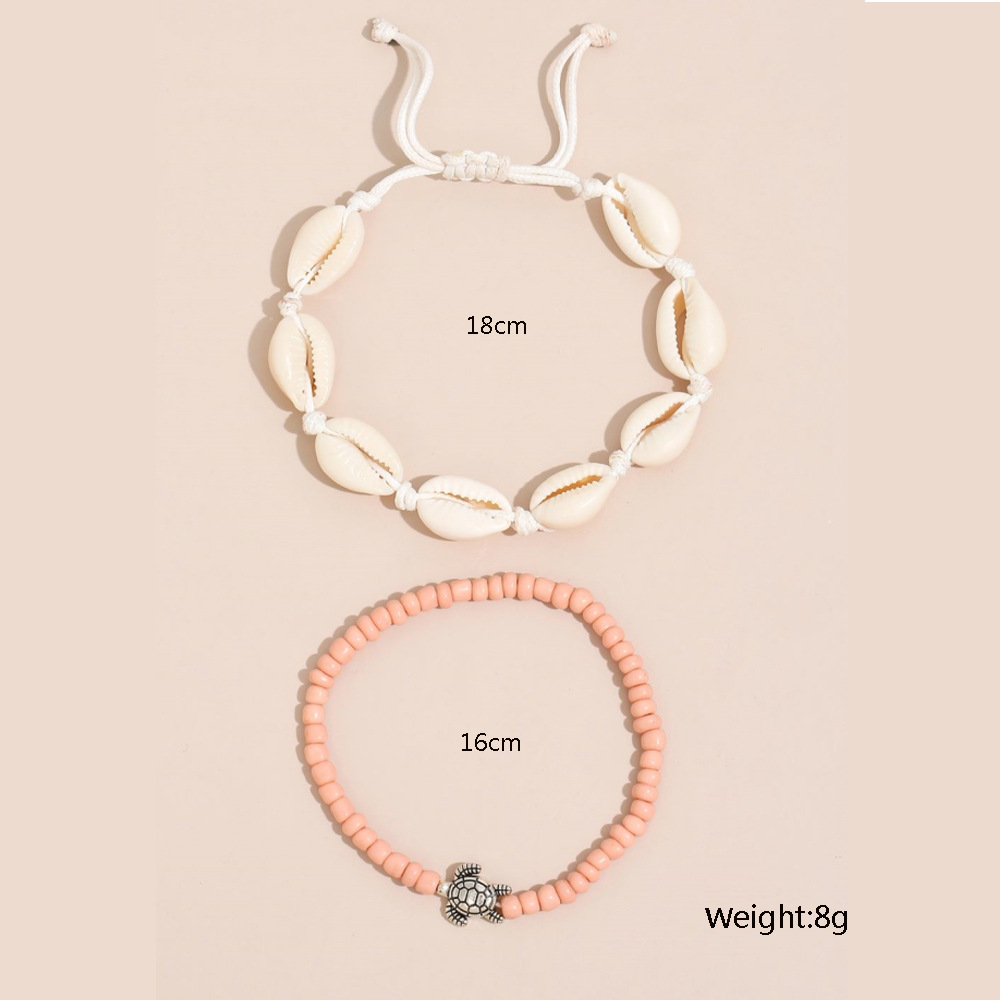 White jewelry,Animal Print jewelry,Shell White Alloy Turtle Anklet Set