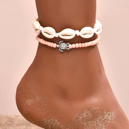 White jewelry,Animal Print jewelry,Shell White Alloy Turtle Anklet Set
