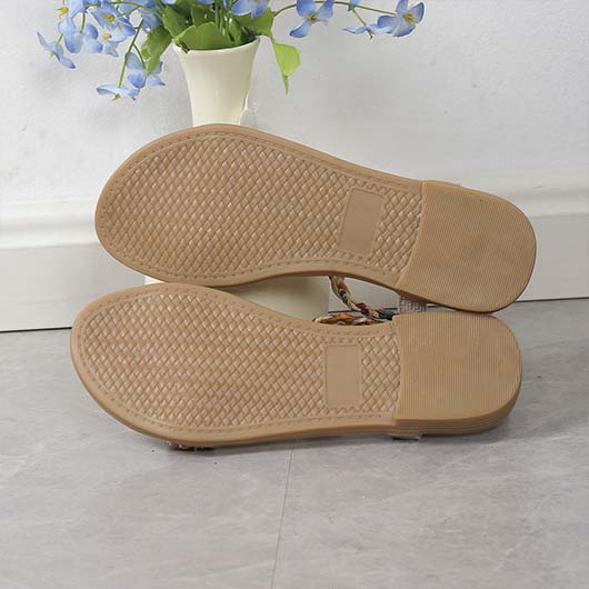 Beige shoes,Other shoes,Beige Rubber Material Open Toe Falt